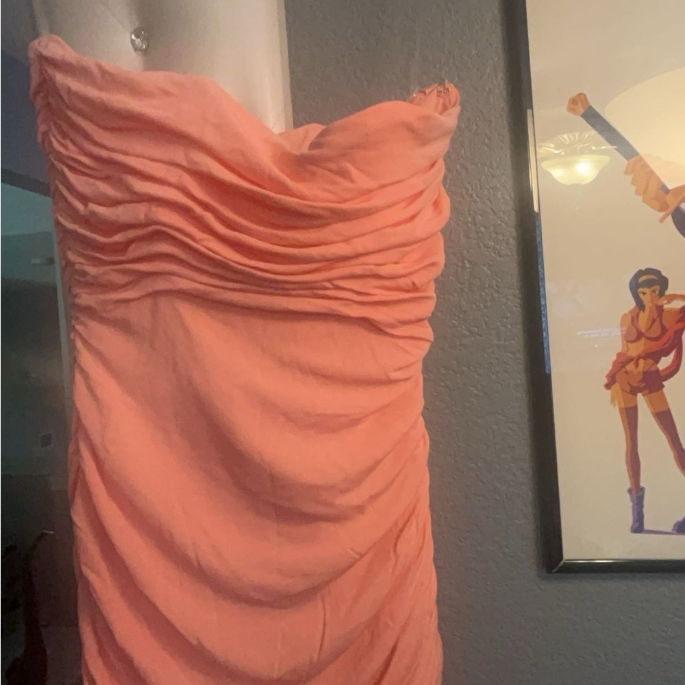 Elegant Peach Ruched Dress
